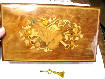 Vintage Gabriella Marquetry Burled Maple Jewelry Box With Music Box-Isle Of Capr • $99.99