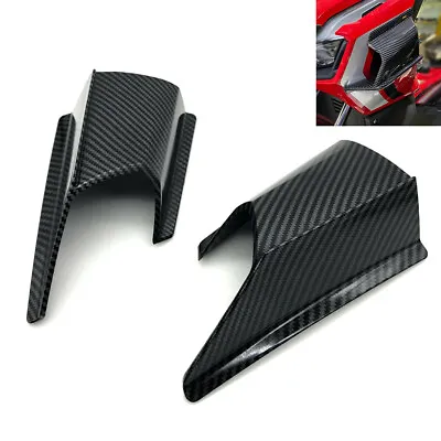 Motorcycle Front Fairing Side Winglet Wind Fin Spoiler Kit Glossy Carbon Fiber • $27.80