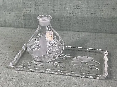 Princess House 2pc Crystal Vanity Set Clear Cut Glass Tray Perfume Bottle/Vase • $22.40