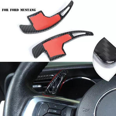 Carbon Steering Wheel Shift Paddle Extended Shifter Trim For Ford Mustang 2015+ • $48.75