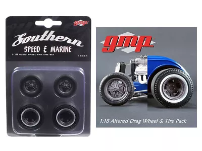 GMP 18864 Drag Wheels And Tires Set Of 4 Magnesium Finish From 1934 Altered 1/18 • $26.99