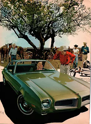 1971 Green Pontiac Cowboy Illustration Vintage Color Print Ad Wall Art • $9.85