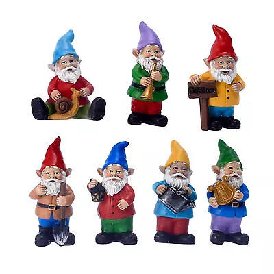 7Pcs Miniature Resin Christmas Gnomes Figurines Miniature Fairy Garden Decor • $32.56
