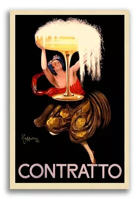 1920s Contratto Champagne Vintage Style Alcohol Poster - 24x36 • $25.95