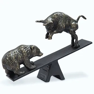 Wall Street Struggle Bull Bear Scultpture Stock Market Desk Figurine ~ SPI Home • $84.90