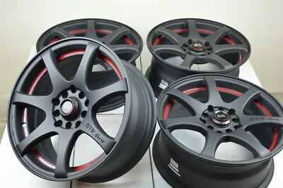 Set Of 4 New DDR ZK15 15x6.5 5x100/114.3 Matt Black/Red Undercut 15  Wheels Rims • $599