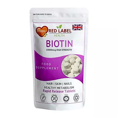 Biotin 10000mcg Tablets Supplement For Hair Growth Skin Nails & Immunity • £2.99