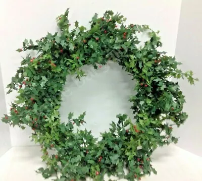 20 Inch Artificial Holly Berries Christmas Wreath Door Mantel Floral Mistletoe   • $27.99