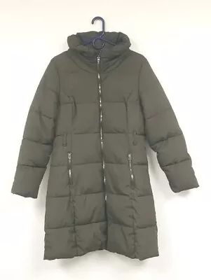 Mossimo Women's Quilted Puffer Jacket Knee Length Size Large Olive Green  • $14