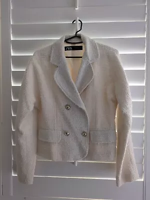 Zara Cream Boucle Cropped  Jacket XS Never Worn • $55