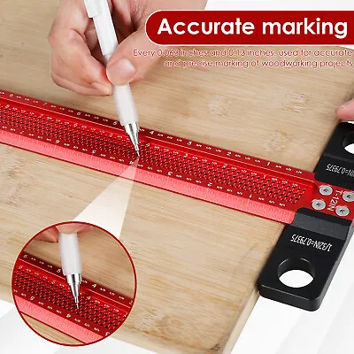 T-Square Ruler 12inch Aluminum Alloy Woodworking Scribe Marking T-Ruler He • $31.09