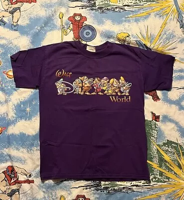 VTG 90s Walt Disney World 7 Dwarfs Character T-Shirt Made In USA Purple M/L FADE • $30