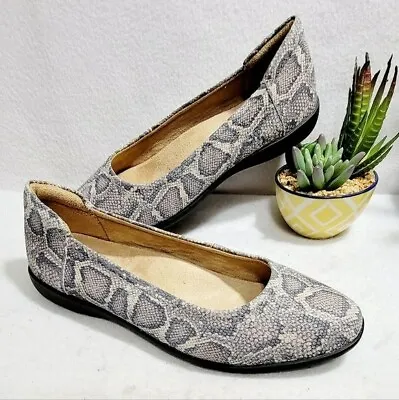 Naturalizer Flexy Leather Snake Print Gray Round Toe Ballet Flats Size 6M • $35.98