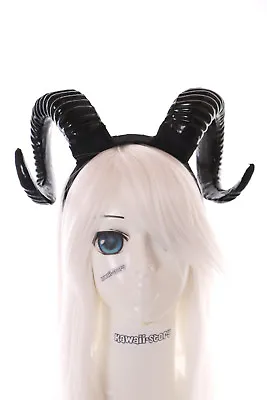 C-37-2 DIY Black Widder Satan Devil Horns Headband Headdress Gothic Lolita • £20.30