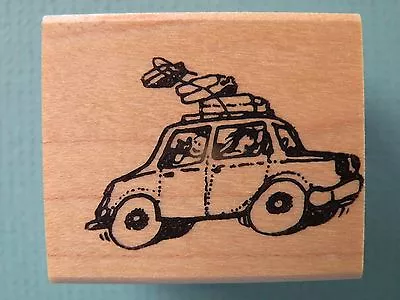 Family Car W/Luggage On Roof REMARKABLE! Rubber Stamp Good For Landscape Scene • $10.99