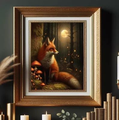 Red Fox Dark Fantasy Forest 18th Century Style Vintage Oil Painting Art Print • $7.99