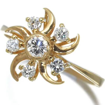 Auth Alen Dione Diamond Ring Flower US5.75 18K 750 Yellow Gold • £227.87
