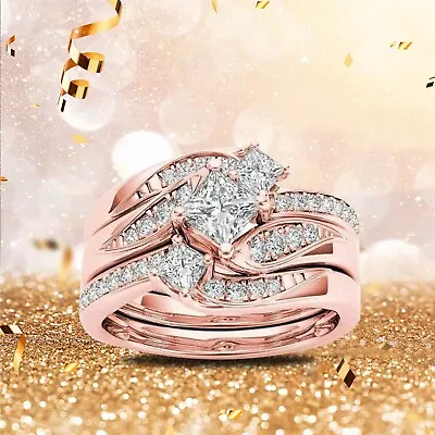 $15.77 • Buy Thin Band Rose Gold Promise Rings Delicate Design Knot Set Diamond Fashion Ring