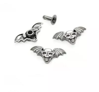 Pkg Of 5 SKULL BAT WING 13/16  X 3/8  (19.5mm) Rivet Studs (3003) Leather Crafts • $5.25