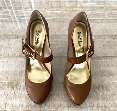 Michael Kors Hancock Platform Mary Jane Heel Cognac Brown Women’s Size 8.5 M • $79.99