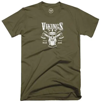£13.99 • Buy Beard & Axes T Shirt Vikings Clothing Nordic Norse Pagan Warrior Thor Odin Top