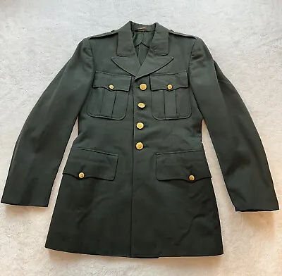 VTG U.S. Army Class A Dress Coat Green Gold Buttons Flap Pockets Military • $44.99