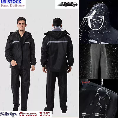 Raincoat Rain Suits Jacket Pants Waterproof Heavy Duty Fishing Women Mens Gear • $17.09