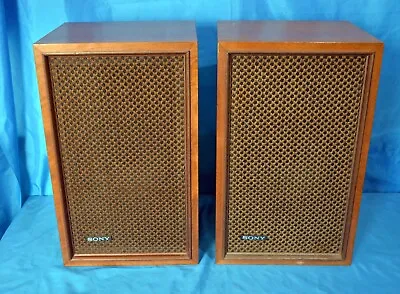 Vintage Sony SS-510 2x Brown Speakers 35 Watt 8 OHMS 2-WAY Retro 1970's • £35