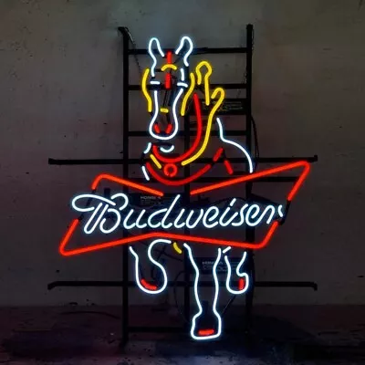 Bud Horse Neon Sign Light 24x20 Beer Bar Pub Wall Decor Handmade Visual Artwork • $220.13