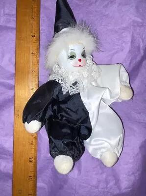 Q-TEE Type Clown Doll Hand Painted Porcelain Head White Hair Vintage • $15