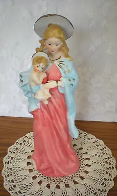 Vintage 1970 MADONNA & HER SON JESUS; Original ArtMark Bisque Porcelain Statue • $19.99