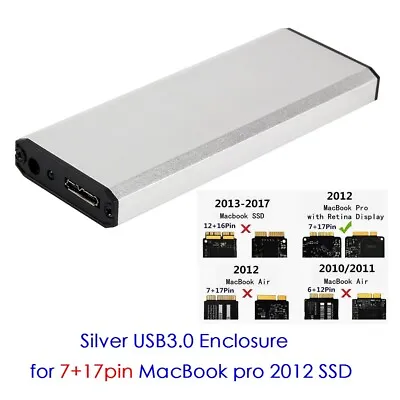 USB3.0 Hard Disk Enclosure For 2012 Apple MacBook Pro 7+17pin Disassemble SSD • $28.40