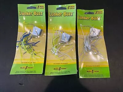 Lunker Buzz  Mister Twister 1/4 Oz Lot Of 3 Cht Blue White Chart White • $5.99