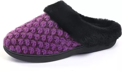 Women's Breathable Knit Slippers Memory Foam Non-slip House Shoes Wine 2 Sizes • $11.19