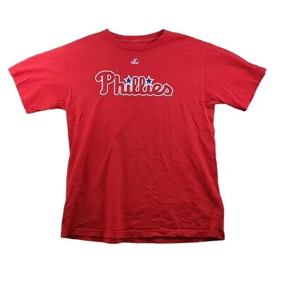 Majestic Athletic T Shirt Kids XL Extra Large Red Philadelphia Michael Young 10 • £6.59