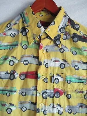 Moschino Jeans Vintage EUC Yellow Race Car Sleeveless Button Front Shirt Small • $89.99