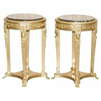 Pair Of French Empire Louis Xvii Giltwood Marble Topped Jardiniere Bust Stands • $3108.38