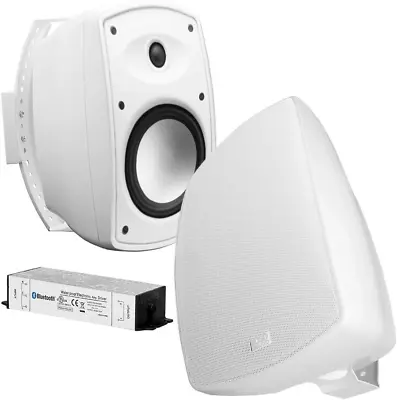 6.5  Wireless Bluetooth Outdoor Patio Speaker Architectural Stereo Pair White BT • $427.99