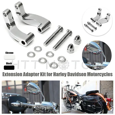 Chrome Mirror Relocation Extension Adapter Kit For Harley Davidson Motorcycles • $19