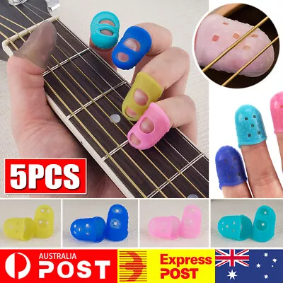 $4.94 • Buy 5PCS Silicone Guitar Ukulele Fingertip Protectors Finger + Fingerboard Sticker
