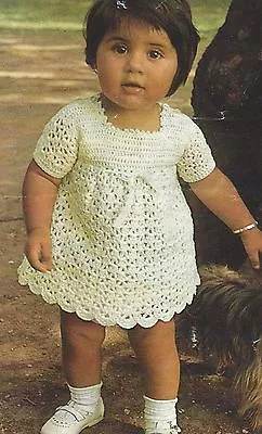 Baby Girls Crochet Dress Pattern And Two Knitted Dresses 0-18 Months 4ply  843 • £2.09