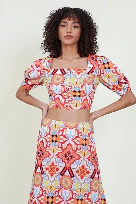 Eloshé Balloon Sleeve Crop Blouse And Midi Skirt MEDSSM101 Eloshe • $99