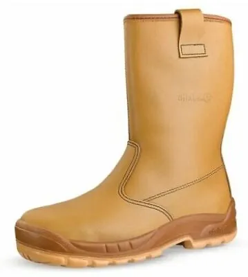 Mens Womens Jallatte Jalaska Rigger Safety Boots Steel Toe Cap Tan Leather J0266 • £119