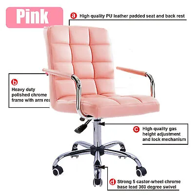 Home Office Swivel Chair Leather Computer Desk Adjustable Swivel Chair Arms AU • $99.87