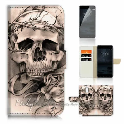 Skull TPU Phone Wallet Case Cover For New Optus X Start 3   - 21692 • $13.99