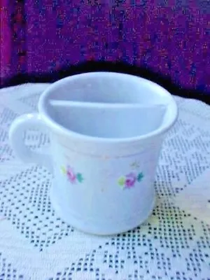 Shaving Mug Mustache Cup Porcelain Floral Pink With Gold AccentsVintage  • $8