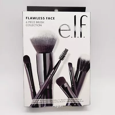 E.l.f. Flawless Face 6 Piece Black Brush Collection Concealer Eyeshadow Angled • $14.99