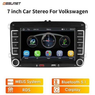 $84.99 • Buy For VW Volkswagen Golf Passat 7  2 Din Car Stereo CarPlay Radio WiFi RDS BT 5.1