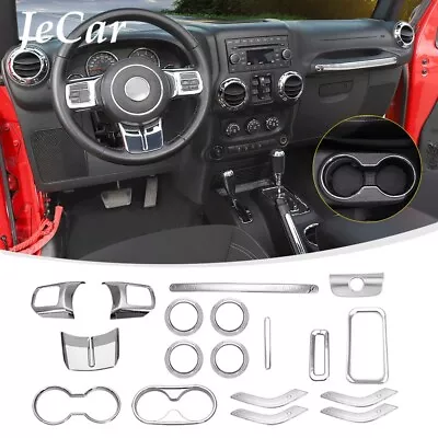 18x Chrome Interior Dash Decor Cover Trim Kit For Jeep Wrangler JK 2011-2018 4Dr • $94.59