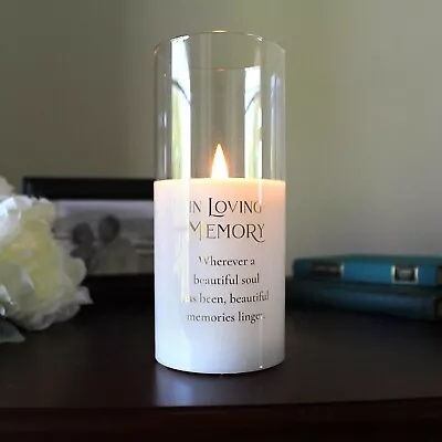 Lillian Rose IN LOVING MEMORY Glass LED Candle Holder With Sympathy Verse • $30.99